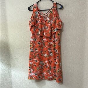 Floral Orange Sleeveless Dress